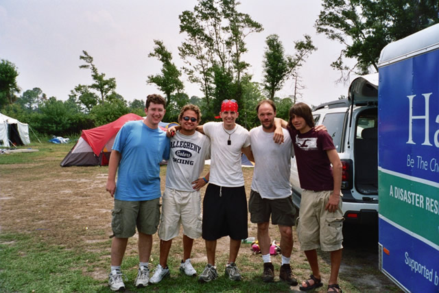 Photo of Sean, Paul, Nick, Me, and Forrest after a hard day of mold work
