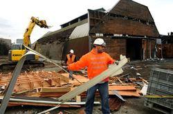 The Holly Street location being deconstructed - Click for a larger image